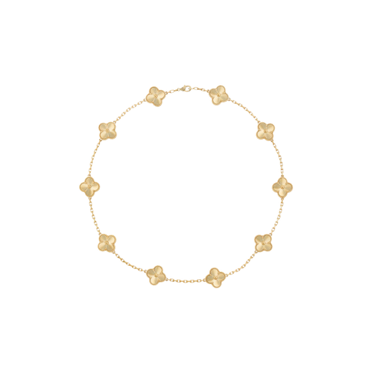 Vintage Alhambra 10 Motif 18K Full Solid Yellow Gold Necklace